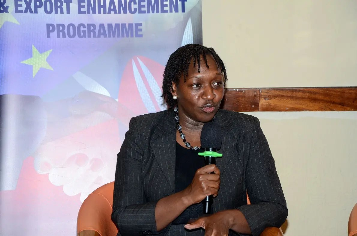 Corporation Secretary and Legal Services Director Madam Diana Sawe delivering the presentation